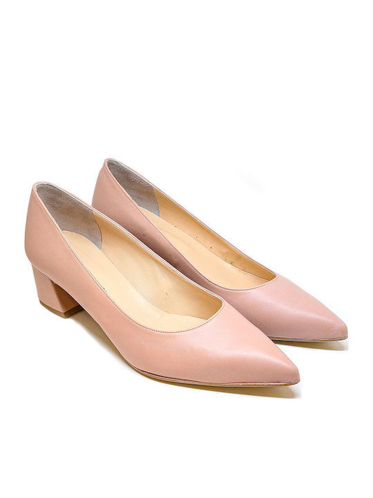 Leather Pointed Toe Pink Medium Heels