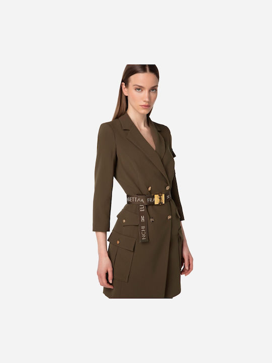 Elisabetta Franchi Sommer Mini Abendkleid Khaki