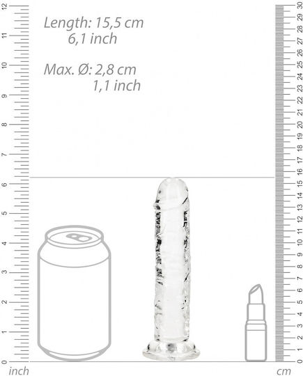 Shots Real Rock Crystal Clear Реалистично дилдо Със смукателна чашка Прозрачен 14.5см