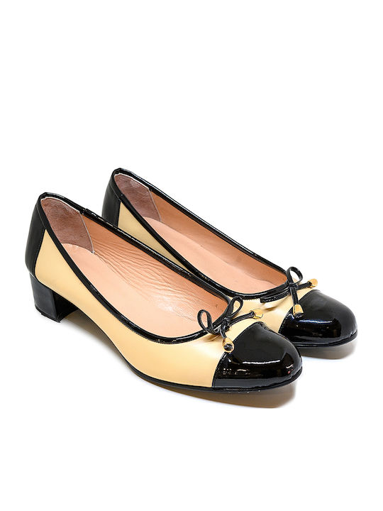Leather Beige Medium Heels