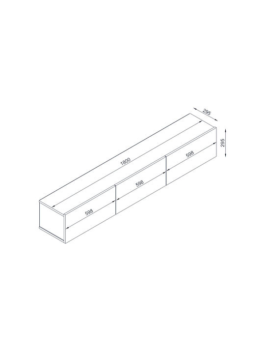 TV Stand Damla with LED Lighting Sapphire Oak L180xD29.5xH29.5cm