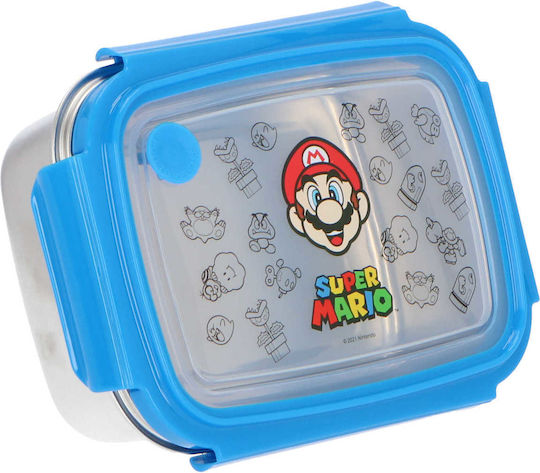 Super Mario Super Mario Неръждаемо стоманено детско контейнерче за храна Светлосин x x 7cm