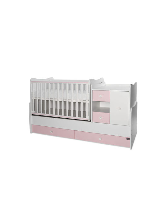 Lorelli Polymorphe Babybett Minimax Weiß/Rosa Pink mit Schublade