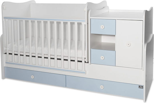 Lorelli Polymorphe Babybett Minimax Weiß/Hellblau mit Schublade