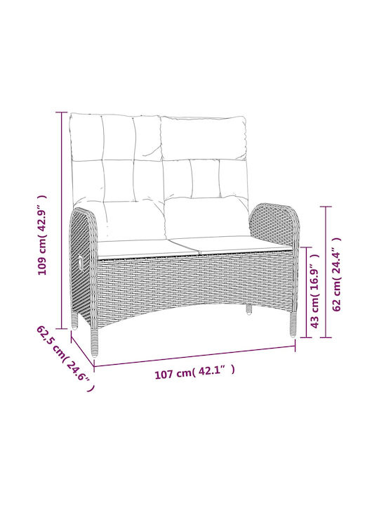 Garden & Outdoor Furniture Set with Pillows Gray 2 Pieces