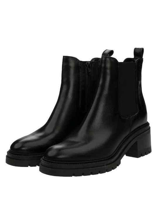 Tamaris Leather Women's Chelsea Boots with Medium Heel Black