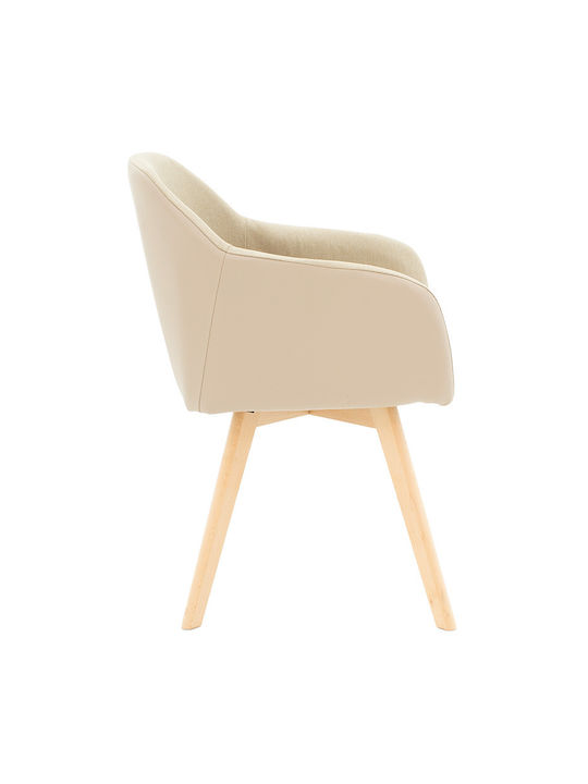 Safira Dining Room Artificial Leather Armchair Beige-natural 57x58x84cm