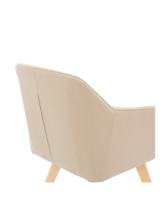 Safira Dining Room Artificial Leather Armchair Beige-natural 57x58x84cm