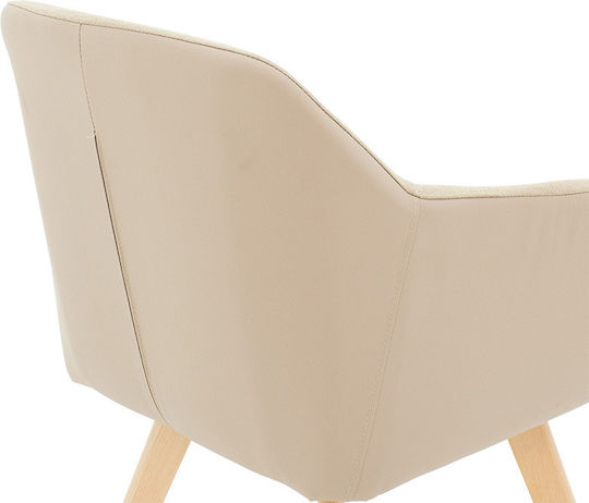 Safira Dining Room Artificial Leather Armchair Beige-natural 57x58x84cm