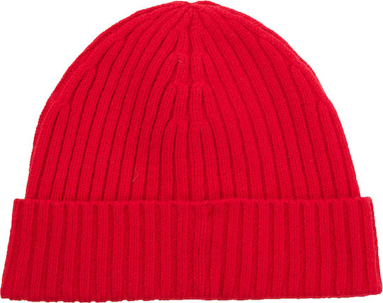 Beanie Unisex Σκούφος Πλεκτός σε Κόκκινο χρώμα