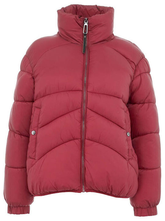 Kurz Damen Puffer Jacke für Winter Rot