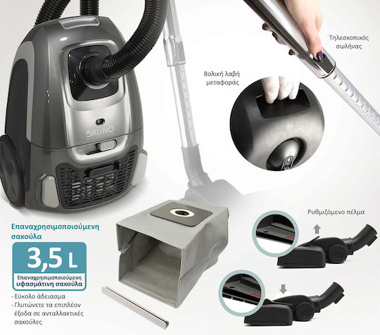 Bruno BRN-0136 Staubsauger 800W Eingetütet 3.5Es Gray
