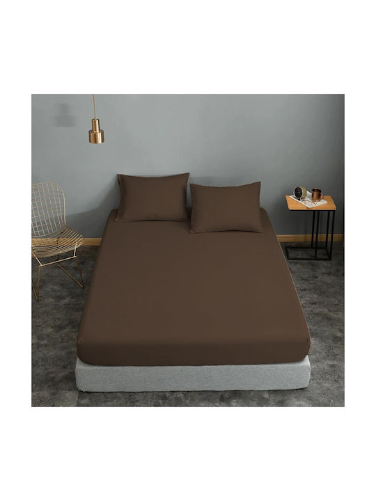 Le Blanc Cotton Line Pillowcase Set with Envelope Cover Brown 50x70cm.