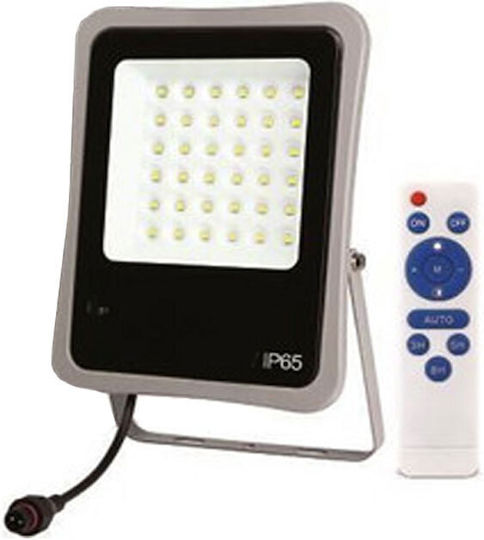 Eurolamp Στεγανός Ηλιακός Προβολέας LED 20W Φυσικό Λευκό 4000K με Τηλεχειριστήριο IP65