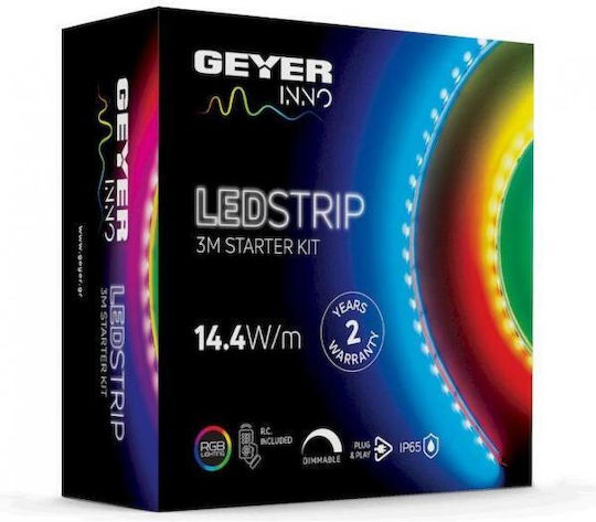 Geyer Bandă LED 12V RGB Lumină 3m cu Sursă de alimentare