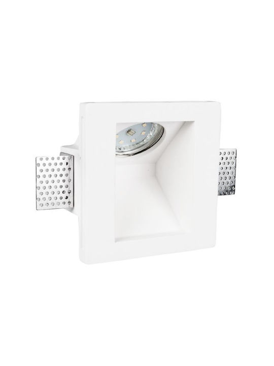 Spot Light Τετράγωνο Γύψινο Χωνευτό Σποτ με Ντουί GU10 Λευκό 12x12εκ. 1τμχ