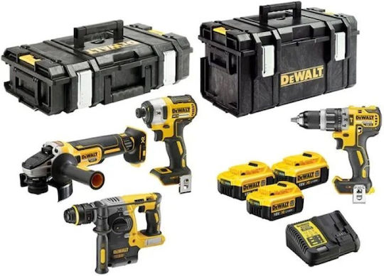 DEWALT DCK422P3 Сет Ъглово колело & Двигател за бормашина & Ударна машина & Ударна отвертка 18V с 3 батерии 5Ах и куфар