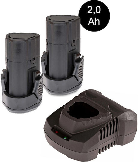 Krausmann US119-22S Set Schlagschrauber & Schlagschraubendreher 12V mit 2 Batterien 2Ah und Hülle