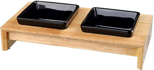 Trixie Ceramic Plate Food & Water for Dog & Cat with Base 2x 400ml 13cm in Black Color