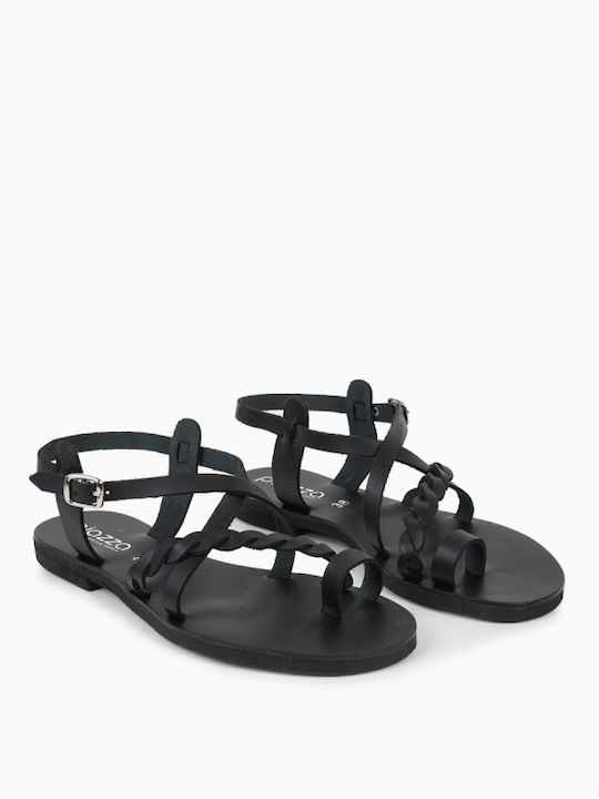 Piazza Shoes Women's Flat Sandals with Strap in Black Color