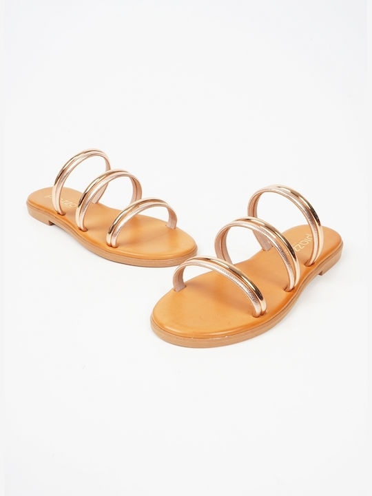 Piazza Shoes Leather Women's Flat Sandals in Pink Color