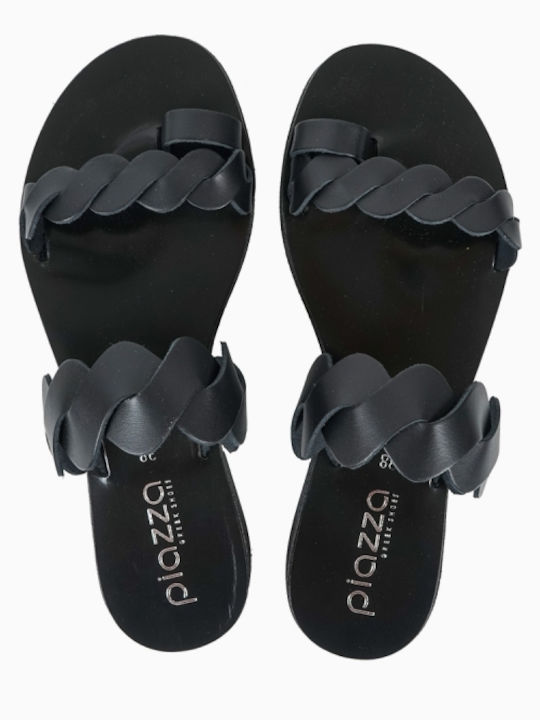 Piazza Shoes Women's Flat Sandals in Black Color