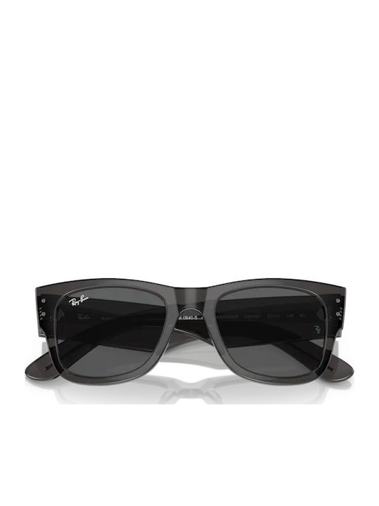 Ray Ban Mega Wayfarer Unisex Ochelari De Soare Cu Ramă Gri Din Plastic Și Lentilă Neagră RB0840S 1390B1