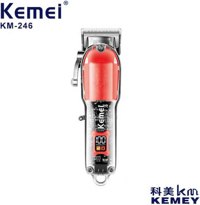 Kemei KM-246 Επαγγελματική Επαναφορτιζόμενη Κουρευτική Μηχανή Κόκκινη