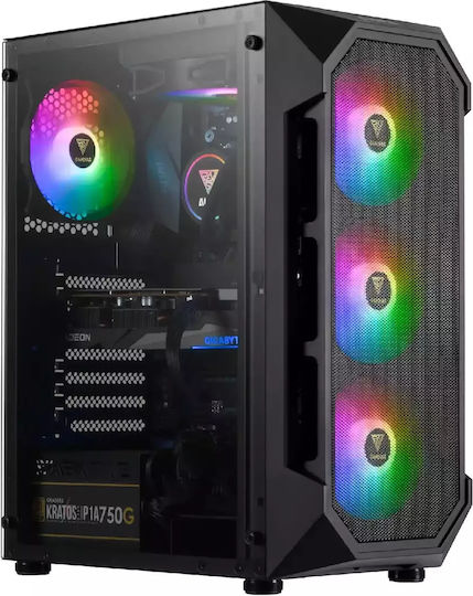 Gamdias AURA GC1 Gaming Midi Tower Κουτί Υπολογιστή με Πλαϊνό Παράθυρο και RGB Φωτισμό Μαύρο