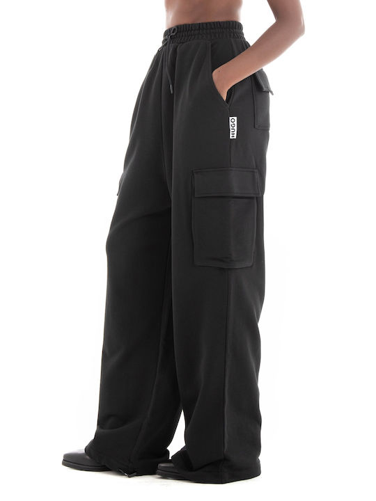 Hugo Boss Women's Cotton Cargo Trousers in Relaxed Fit Black