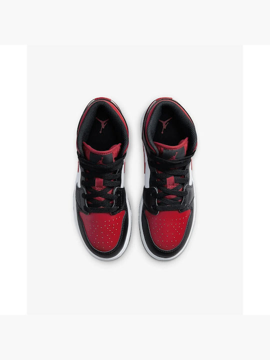 Air  1 Детски Спортни Обувки Running с Връзки Черни / Fire Red / Бели