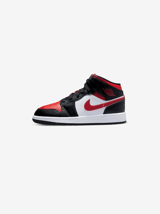 Air  1 Детски Спортни Обувки Running с Връзки Черни / Fire Red / Бели
