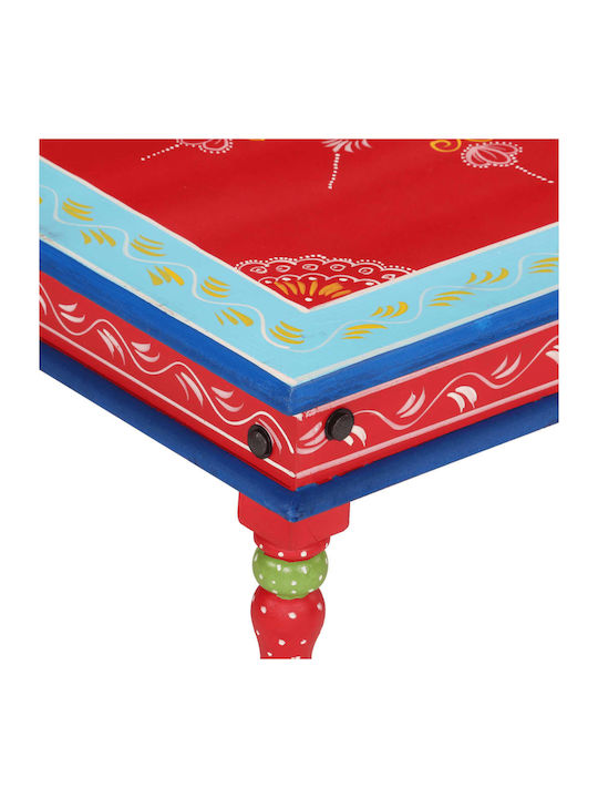 Rectangular Side Table Made of Solid Wood Red M54xW54xH30cm
