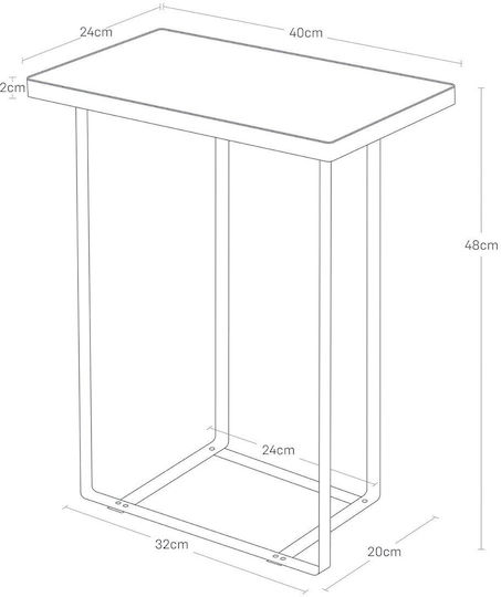 Yamazaki Rechteckiger Beistelltisch Metall Ecru M40xL24xH48cm