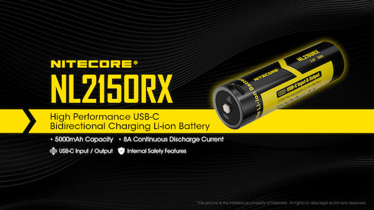 NiteCore Επαναφορτιζόμενη Μπαταρία 21700 Li-ion 5000mAh 3.6V 1τμχ