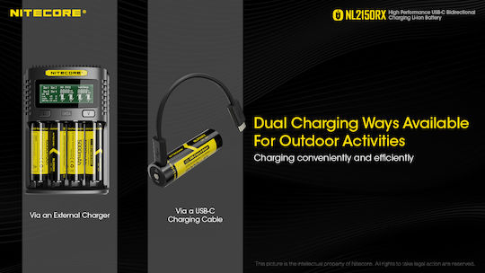 NiteCore Επαναφορτιζόμενη Μπαταρία 21700 Li-ion 5000mAh 3.6V 1τμχ