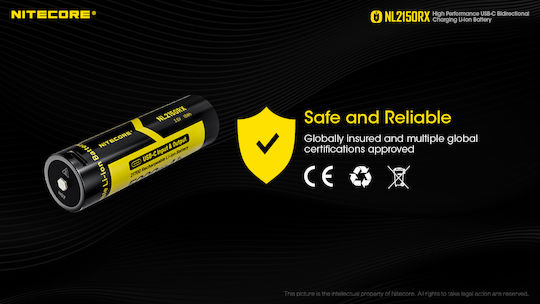 NiteCore Επαναφορτιζόμενη Μπαταρία 21700 Li-ion 5000mAh 3.6V 1τμχ