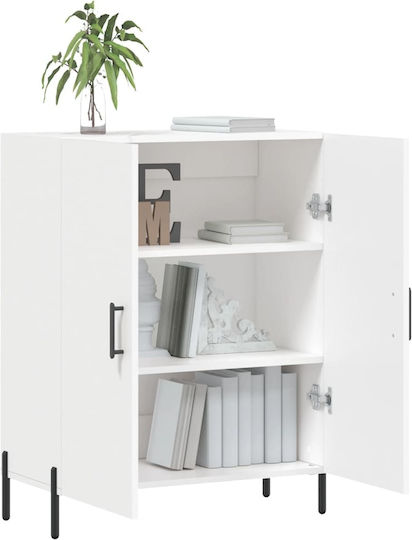 Dulap de Pardoseală pentru Sufragerie din Lemn și Metal Alb 69,5x34x90 cm