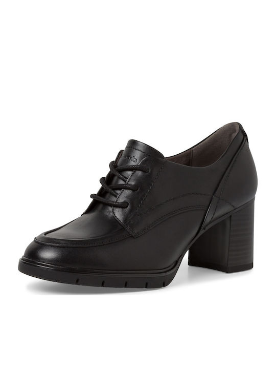Кожени Дамски Ботуши Oxfords с Средна Пета Черни