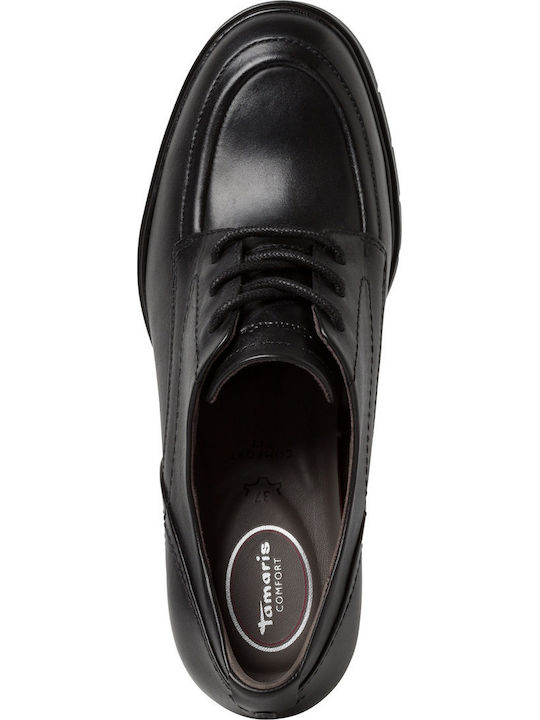 Кожени Дамски Ботуши Oxfords с Средна Пета Черни