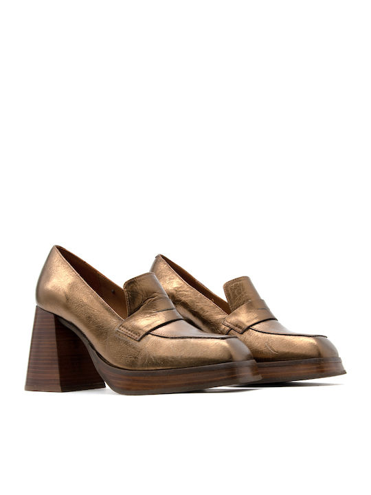 Leather Gold High Heels