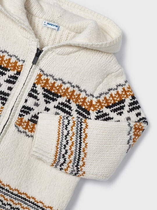 Kids Cardigan Cotton with Hood Ecru