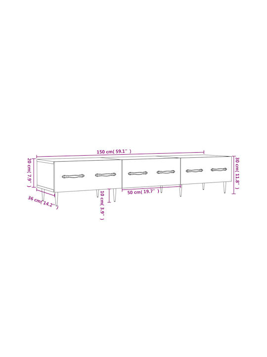 Gray TV Stand L150xD36xH30cm