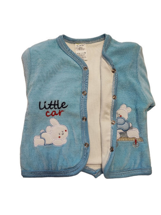 Kinder Fleece Cardigan with Buttons Light Blue