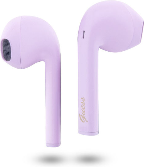 Guess Script Logo Earbud Bluetooth Handsfree Ακουστικά με Θήκη Φόρτισης Μωβ