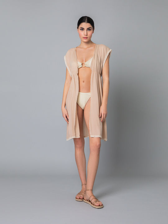 Milena by Paris Damen Kaftan Strand Beige