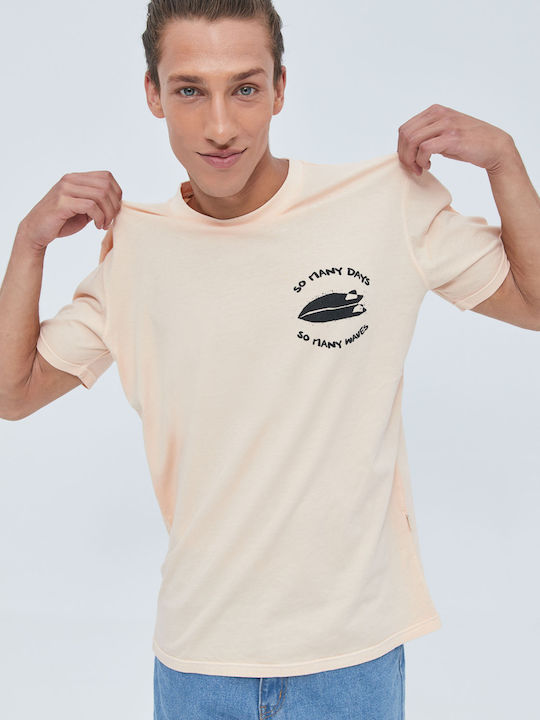 Aristoteli Bitsiani So Many Waves T-shirt Bărbătesc cu Mânecă Scurtă Bej