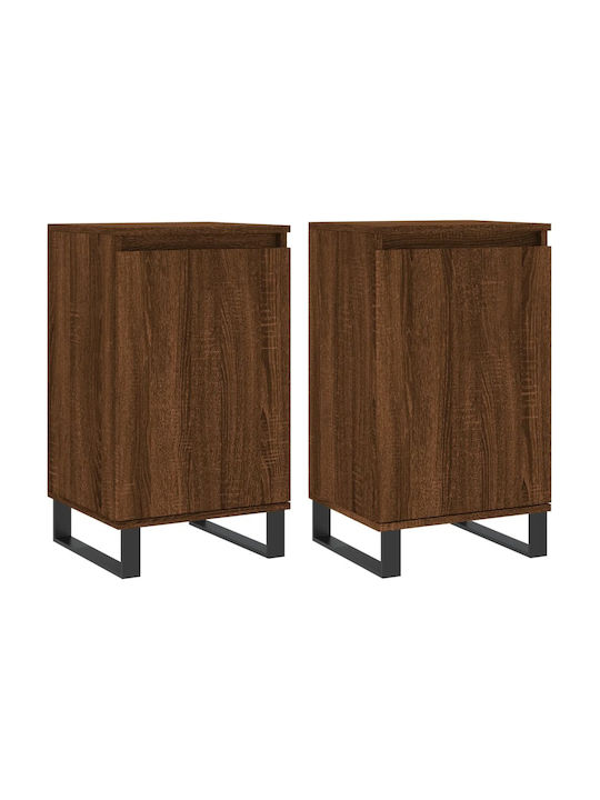 Sideboard Wood & Metal Brown Oak 40x35x70cm