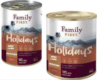 Family First Holidays Canned Wet Dog Food with Lamb, Beef and Potatoes 1 x 400gr