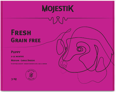 Mojestik Fresh Puppy 3kg Ξηρά Τροφή χωρίς Σιτηρά για Κουτάβια Μεσαίων & Μεγαλόσωμων Φυλών με Κρέας